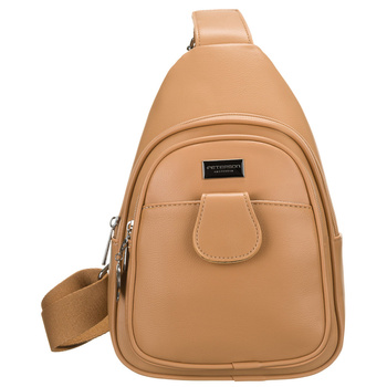 Saszetka damska crossbody w kolorze beżowym - ekologiczna skóra Peterson