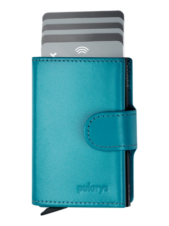 Portfel SOHO Zip wykonany z delikatnej, ekskluzywnej skóry Italia turkusowy