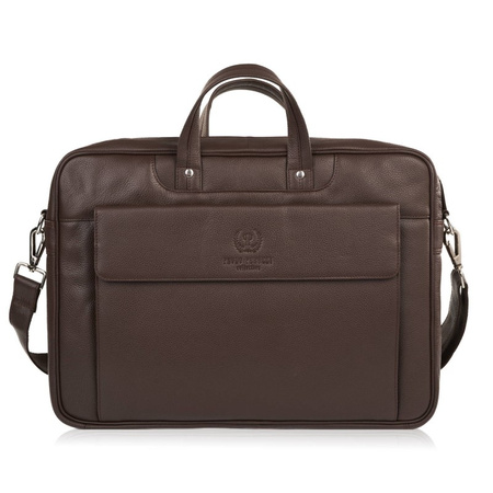 Torba męska skórzana na laptopa Paolo Peruzzi E-25-BR brązowa