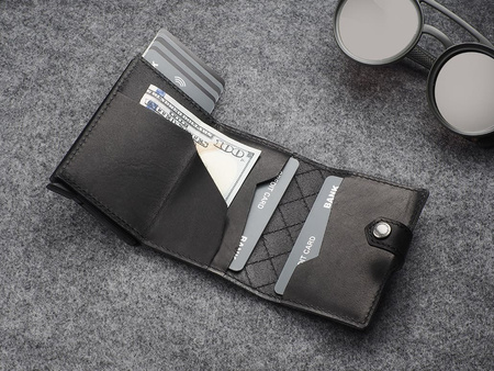 Portfel HIKER - CHIC Decor wykonany z garbowanej skóry Nomad czarny