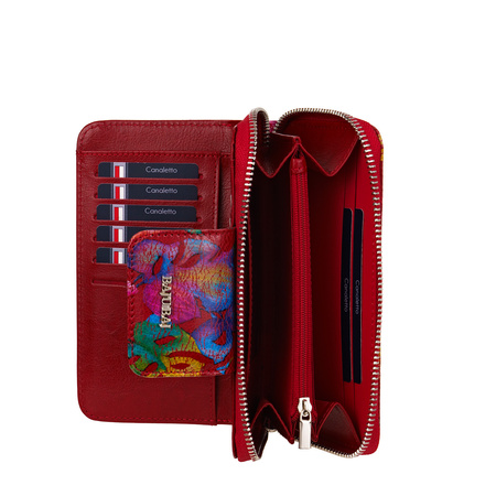 Portfel damski BajuBaj - czerwony, skórzany z funkcją RFID i stylowym designem