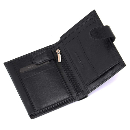 Portfel męski skórzany zapinany Bellugio - czarny
