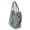 ZAMSZ NATURALNY WŁOSKA TORBA XL A4  SHOPPER BAG  SKÓRZANA SZARA  W567G