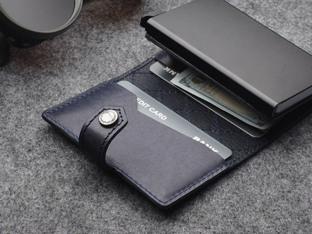 Portfel HIKER - CHIC Decor wykonany z garbowanej skóry Nomad granatowy