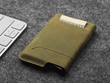 Portfel GOBI wykonany ze woskowanej skóry Hunter oliwkowy