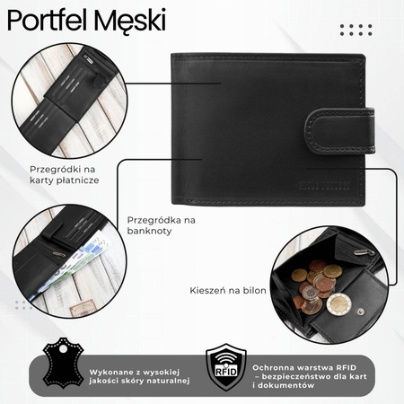 Portfel męski skórzany klasyczna czer RFID Paolo Peruzzi AL-16-BL