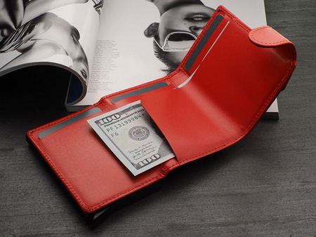 Portfel SOLO Max wykonany z miękkiej w dotyku skóry Italia pomarańczowy