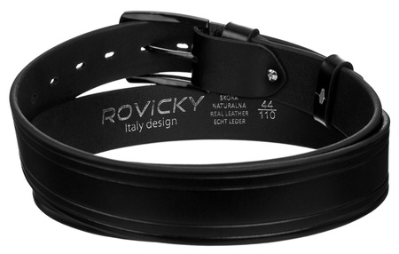 Pasek męski ze skóry naturalnej licowej z tłoczonym wzorem - Rovicky 100