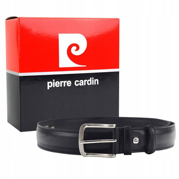 Skórzany pasek męski z klasyczną klamrą - Pierre Cardin 110
