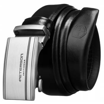 Elegancki pasek męski z klamrą automatyczną wykonany ze skóry naturalnej - Peterson 95