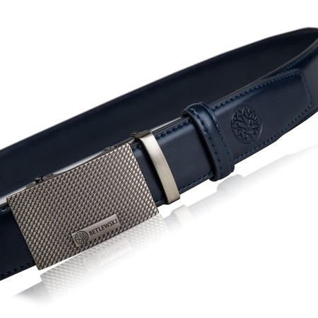 Skórzany pasek męski ELITE granatowy 115-cm