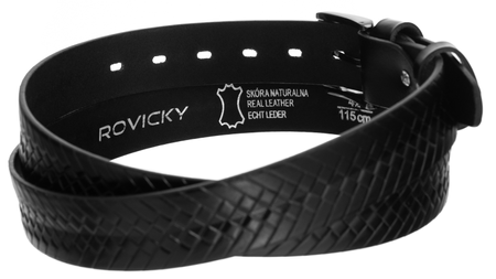 Skórzany pasek męski do garnituru klamra pleciony - Rovicky 105