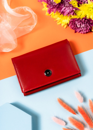 Portfel damski Peterson RFID z naturalnej skóry w kolorze czerwonym