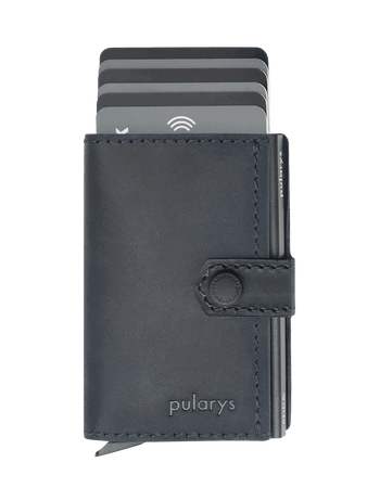 Portfel HIKER wykonany z polerowanej i woskowanej skóry Hunter granatowy