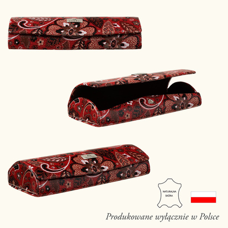 Etui skórzane na okulary BajuBaj w kolorowe kwiaty