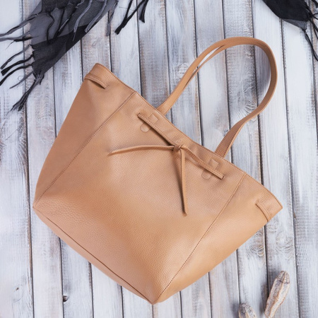 Torba shopper skórzana damska Paolo Peruzzi IN-64-CG koniakowa