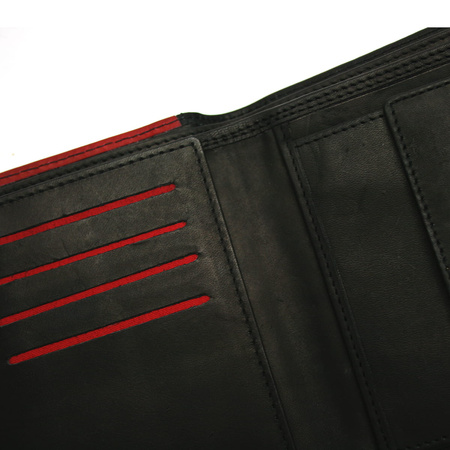 Portfel męski z kolorową wstawką Bellugio - czarno-czerwony