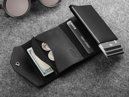 Portfel PORTER Go wykonany z woskowanej skóry Hunter czarny