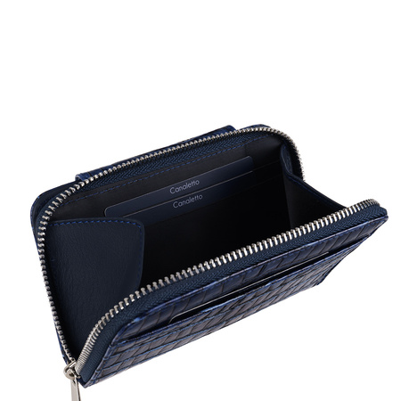 Portfel damski Canaletto z granatowej skóry z RFID – elegancja i bezpieczeństwo