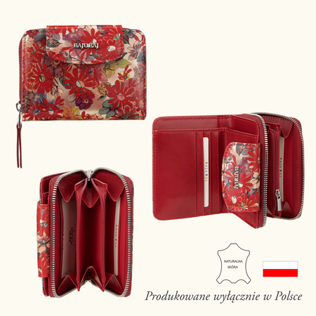 Portfel skórzany BajuBaj w eleganckim czerwonym kolorze dla kobiet