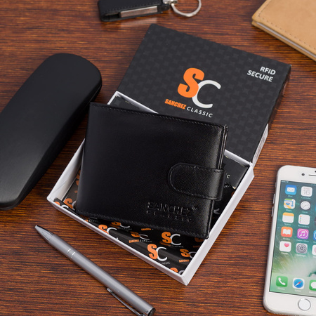 Portfel męski ze skóry z RFID Sanchez - czarny