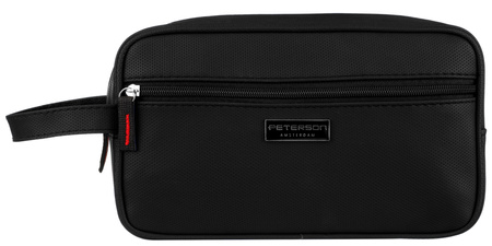 Kosmetyczka męska z ekologicznej skóry - Peterson, czarna elegancja