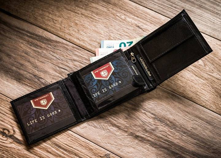 Zestaw prezentowy: skórzany portfel męski i etui — Peterson