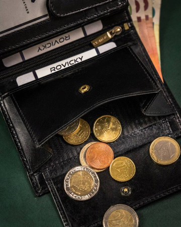 Portfel męski skórzany Rovicky - duży, czarny z RFID