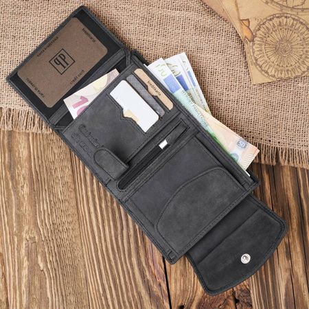 Stylowy Czarny Portfel Skórzany Paolo Peruzzi T-12 z Ochroną RFID