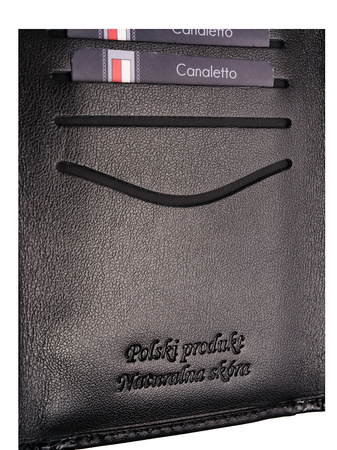 Portfel damski elegancki z krokodylim wzorem, czarny, z RFID