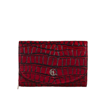 Portfel damski z naturalnej skóry krokodyla Canaletto RFID w czerwieni