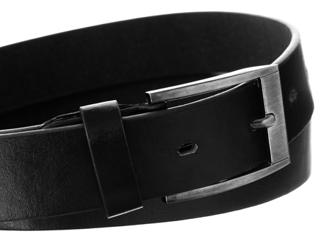 Klasyczny pasek ze srebrną klamrą, model unisex, skóra ekologiczna - Cavaldi 110