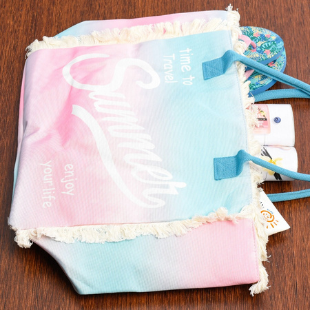 Duża torba plażowa boho torebka summer lekka zamek