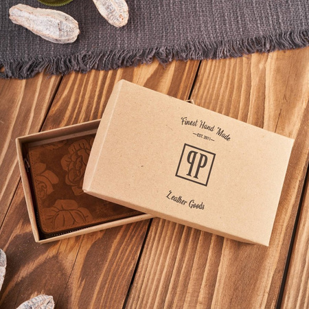 Portfel damski skórzany pomaraczowy w kwiaty RFID Paolo Peruzzi T-115-HOR