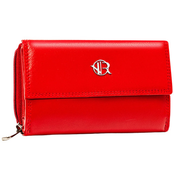 Portfel damski skórzany Rovicky z RFID, czerwony, zatrzask, średni