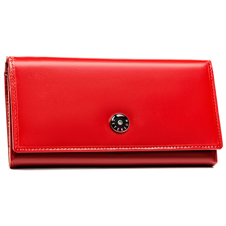 Portfel damski czerwony z RFID - elegancka skórzana torebka Peterson