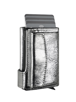 Portfel SOLO Max wykonany z lśniącej skóry Regalia srebrny