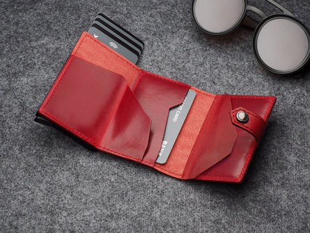 Portfel HIKER Go wykonany z roślinnie garbowanej skóry Nomad czerwony