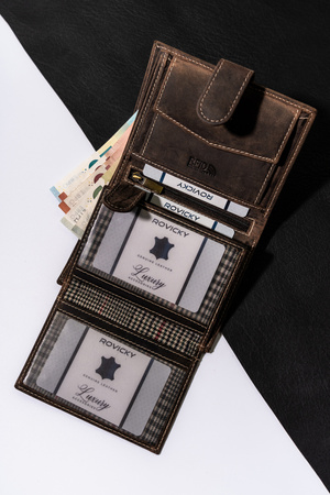 Portfel męski na karty i dokumenty z nubukowej skóry - Buffalo Wild