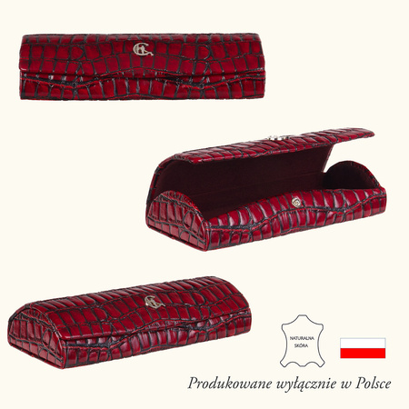 Etui na okulary Canaletto z czerwonej skóry krokodylej