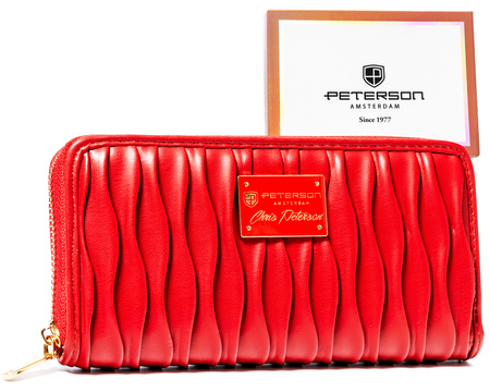 Portfel damski Peterson w czerwonym kolorze z dużą przestrzenią