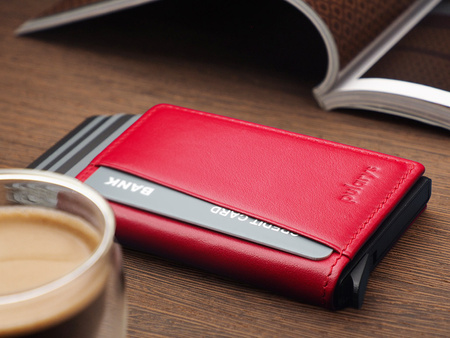 Portfel KANGOO wykonany z delikatnej skóry Italia czerwony