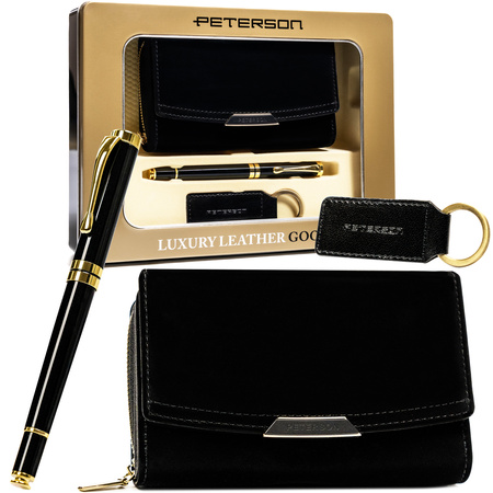 Zestaw upominkowy: Portfel, długopis i brelok damski - Peterson