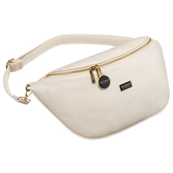 Nerka damska beżowa na biodra i ramię, skóra ekologiczna Peterson