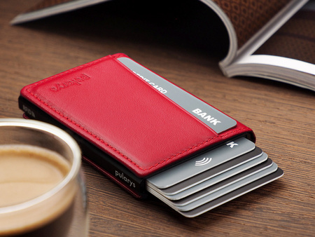 Portfel KANGOO wykonany z delikatnej skóry Italia czerwony