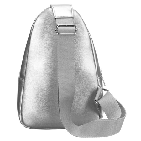 Saszetka damska Peterson srebrna z eko skóry na ramię crossbody