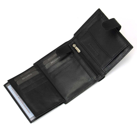 Portfel męski skórzany zapinany Bellugio - czarny