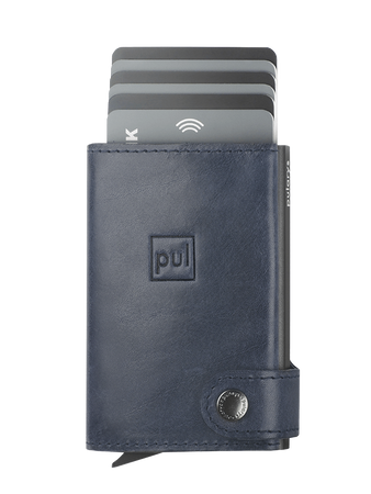 Portfel SOLO wykonany z roślinnie garbowanej skóry Nomad granatowy