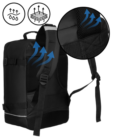 Plecak podróżny czarny z uchwytem na walizkę - Peterson