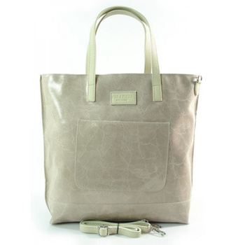 DUŻA TORBA SHOPPER BAG VERA PELLE NA RAMIĘ ŚWIECĄCA WŁOSKA SKÓRA A4 RÓŻ PUDROWY X87RR